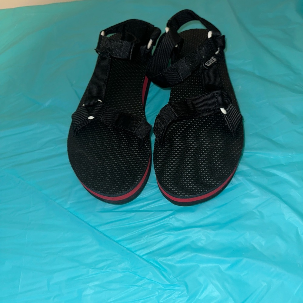 Teva flat form universal sandals black and red size 11